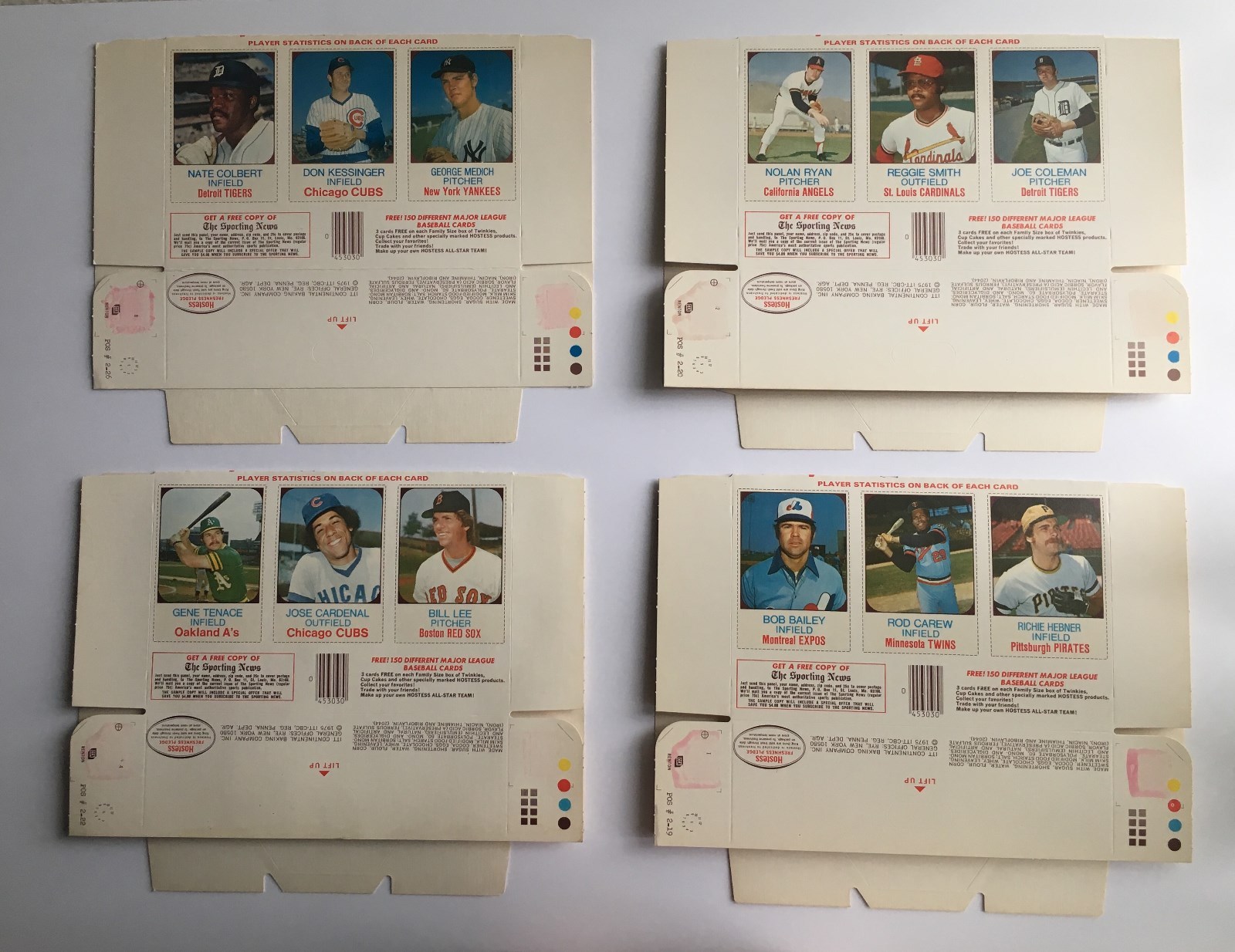 1975 Hostess Baseball Card Trio TWO SHEETS (SIX CARDS) LOW PRICE MINT eBay