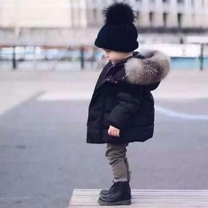 Toddler Baby Baby Boy Winter Warm Cotton-padded Hooded Coat Thick Jacket Outwear
