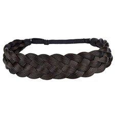 5 Strands Synthetic Hair Braided Headband Classic Chunky Wide Plaited Brunette