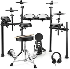 🥁 Donner DED-200X Electronic Drum Set With Throne Dual Zone Quiet Mesh Pads