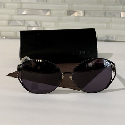 Fendi Women\'s FS5116K Oval Sunglasses Black/White Fendi Women main image 4