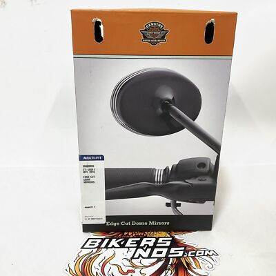NEW Genuine Harley Edge Cut Oval Dome Black Mirror set 56000090