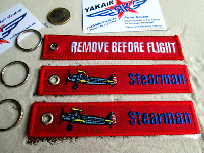 Boeing Stearman Doppeldecker  3er SET Keycain Anhänger AVIATOR Aircraft  YakAir 