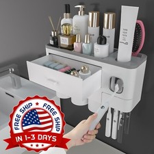 Porta Cepillos De Dientes Organizador Para Ba o Accesorios Dispensador Pasta NEW