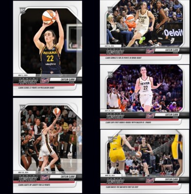 5) 2024 Panini Instant WNBA Caitlin Clark ROOKIE CARDS SP #1 #10 