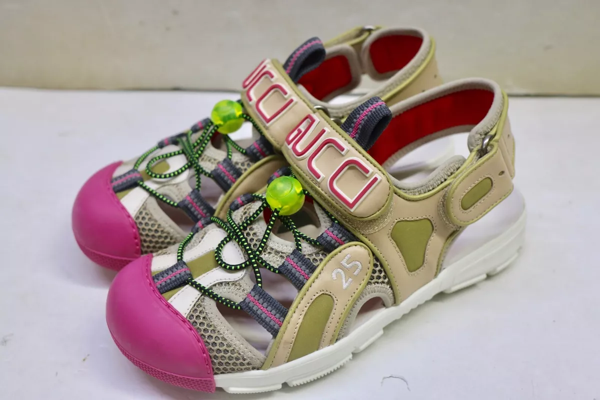 GUCCI 570440 Mesh Fabric Tinsel Sport Sandals Sandblast Pink Size 35 GUCCI 570440 Mesh Fabric Tinsel Sport Sandals Sandblast Pink Size 35