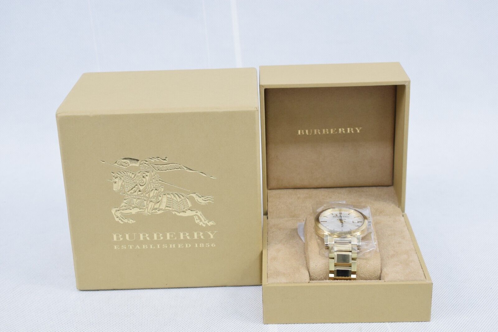 Burberry Men's The City Gold Coloured Wristwatch Model BU9003 With Box