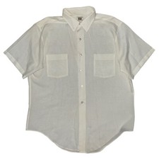 Vtg 60s Men s Manhattan Dura Brite White Button Casual Short Sleeve Shirt Large