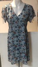 Madewell Dress 6 Floral Blue Gray Orange White Green Red Brown Elegant Lined EUC