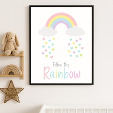 Rainbow Poster Print, Nursery Picture Childrens Playroom Girls Boys Kids Bedroom