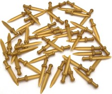 Lego 50 New Pearl Gold Minifigure Weapons Sword Roman Gladius Thick Crossguard
