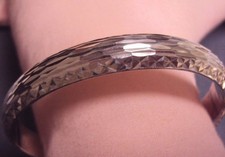 Stunning 1/4" Laser Etched Safety Hinged Bangle 925 Sterling Silver Adult
