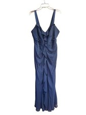 White By Vera Wang Long Crepe Shift Evening /Cocktail Gown Sz 14 Navy NWT 