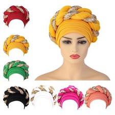 Women African Turban Head Scarf Hijab Head Wrap Braid Hair Cover Headwrap