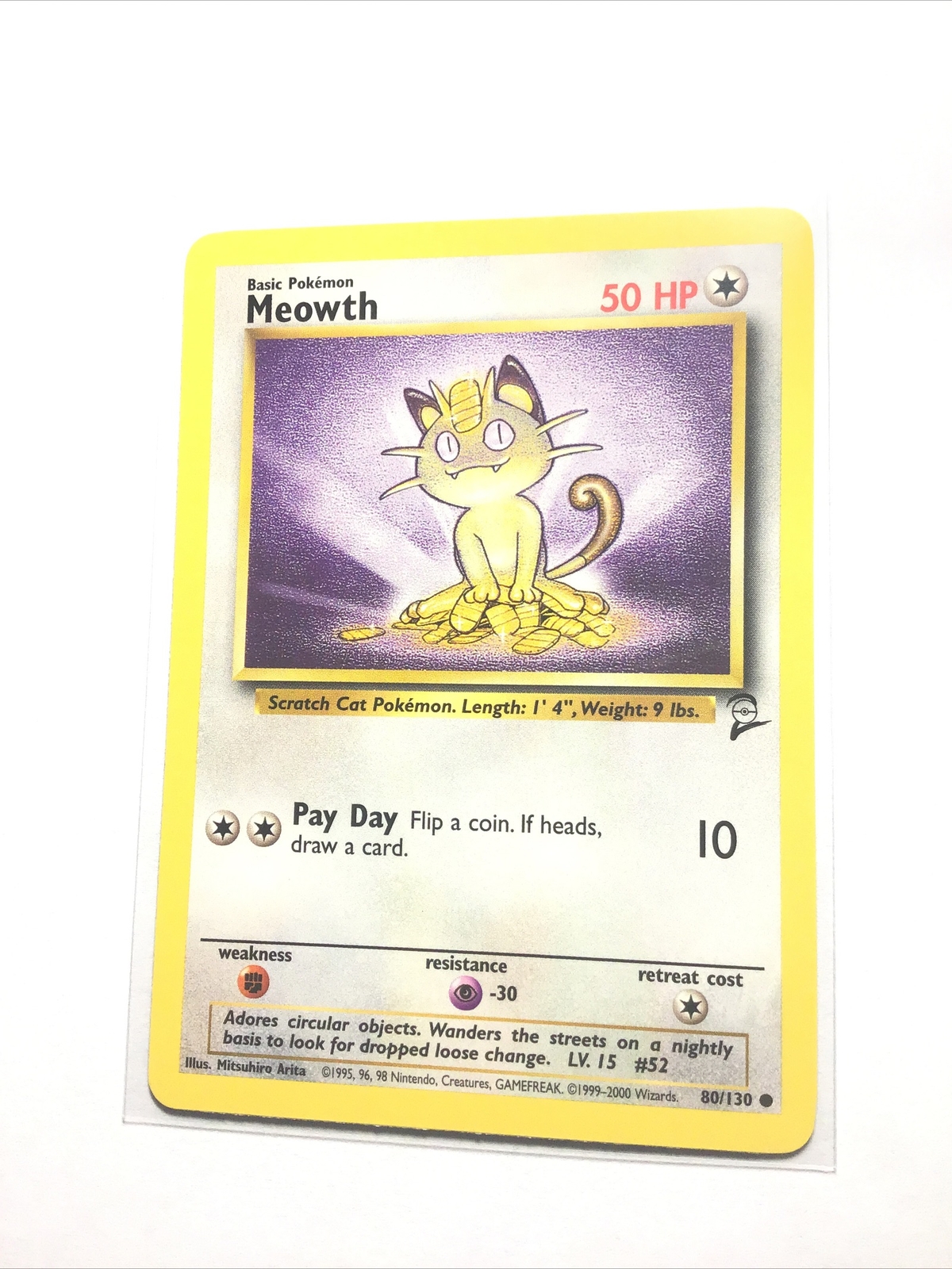 MEOWTH - 80/130 - Base Set 2 - Pokemon Card - NM