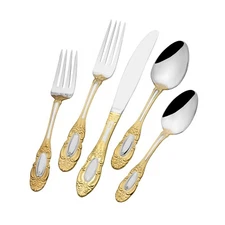 St. James Countess Gold Accent Stainless Steel 60pc Flatware Set for 12 G101069