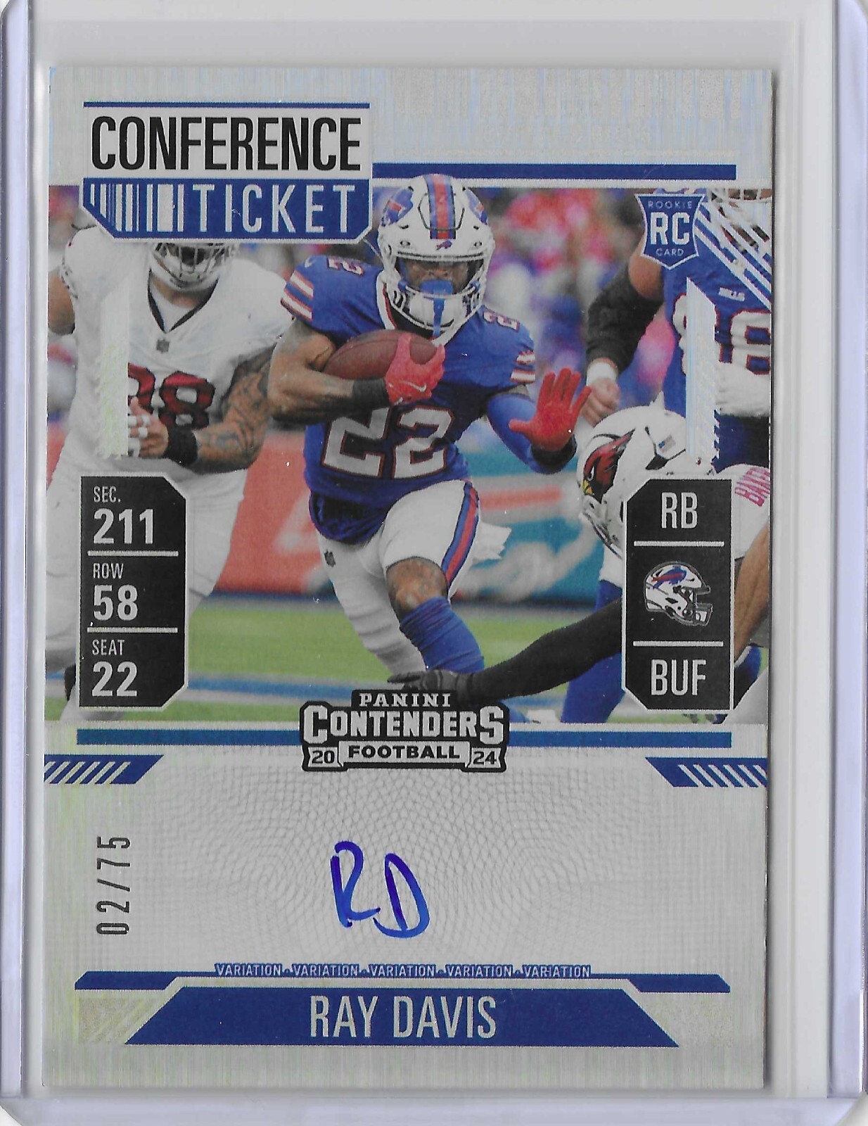 2024 Panini Contenders Ray Davis Conference Ticket Variation Auto RC 2/75