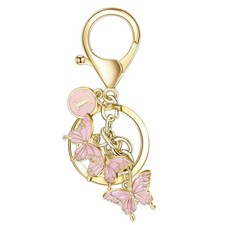 Aligiftqod Initial letter Keychain for Women,Pink Butterfly bag Small, Pink I