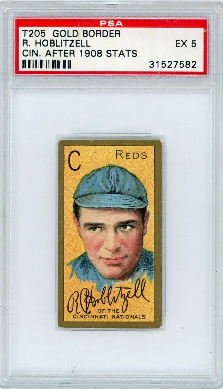1911 T205 Gold Border Richard Hoblitzell Cin. After 1908 Stats PSA 5