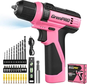 8V Cordless Drill, Power Drill Set with 43Pcs Accessories, 3/8" Keyless Chuck, B
