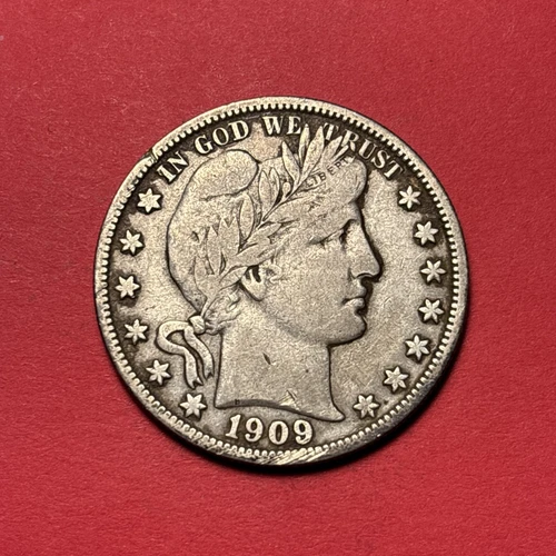 (1) Beautifully Toned Antique 1909-P Barber Half Dollar VF-VERY FINE