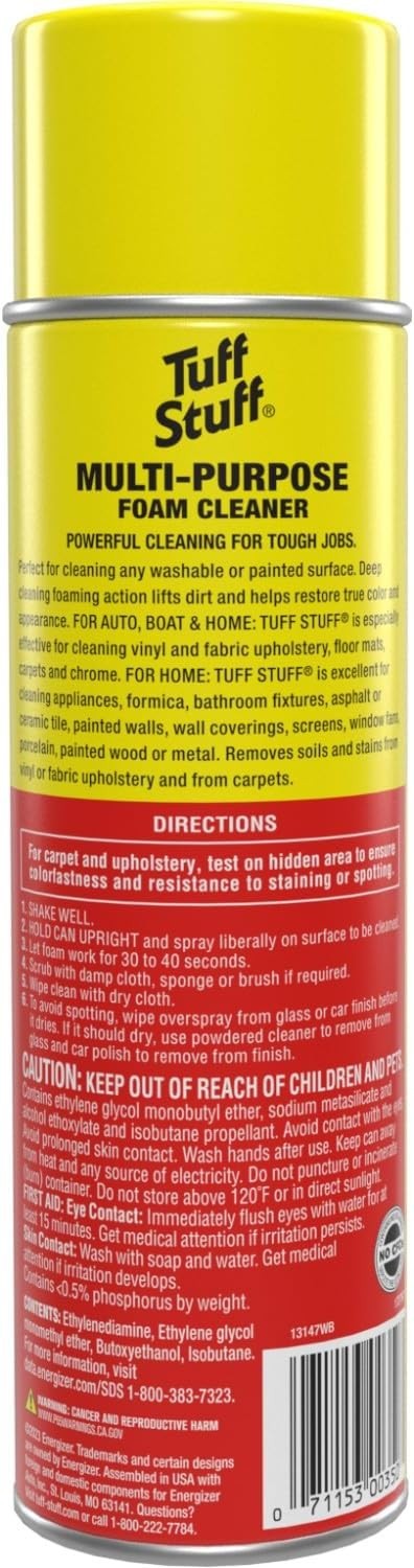 Tuff Stuff Multi-Purpose Foam Cleaner, Use on Car Interior, Furniture, Carpet, 2