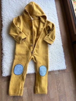 Hessnatur Wool Walk Suit Size 98 Virgin Wool Jumpsuit Mustard Yellow