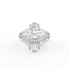 18K Yellow Gold Lab Grown Diamond Ring, Oval-Cut Solitaire & Marquise Set
