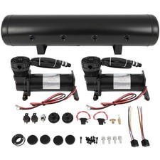 Black Dual 480 Air Compressor Wire 5 Gallon Steel Tank Air Ride Bag Suspension