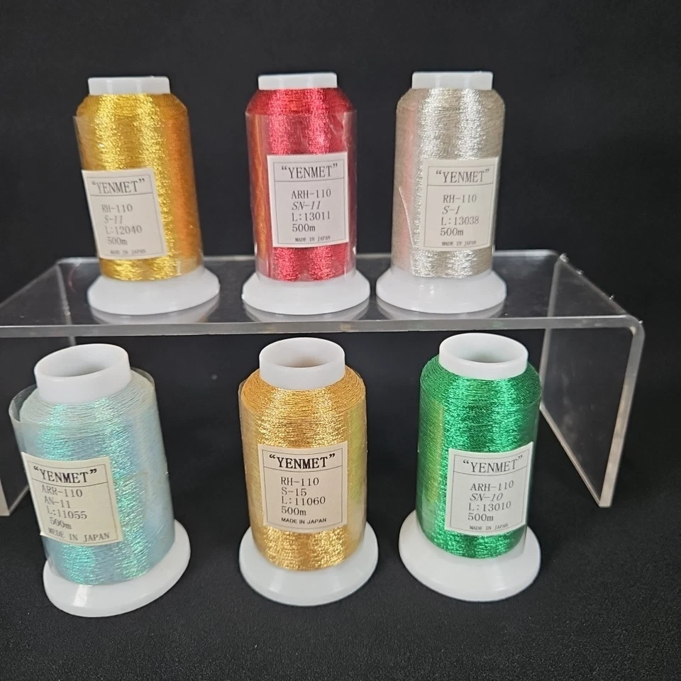 Yenmet Machine Embroidery Metallic Thread 500M ARH-110 Lot of 6 Assorted Japan - Image 3 of 4