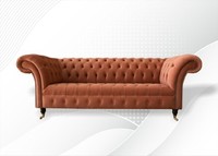 Chesterfield Braun Dreisitzer Stoff Wohnzimmer Design Polster Sofa Neu Textil