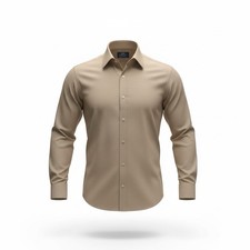Stafford Travel Wrinkle Free Oxford Regular Fit 16.5 32/33 Beige Button