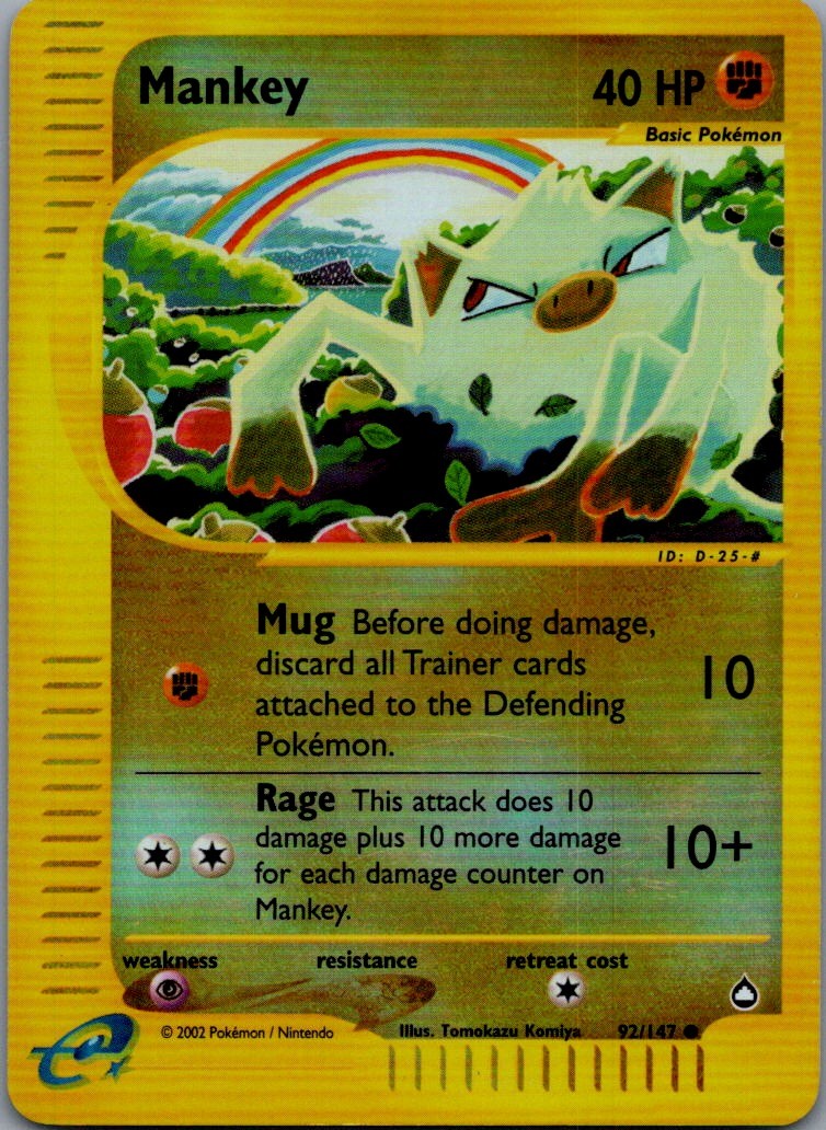 Mankey Reverse Holo Common Aquapolis 092/147 NM