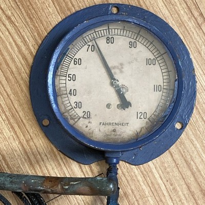 Jas. P. Marsh  6.5  Base 5  Gauge & Probe 20-120 Fahrenheit Painted Steampunk