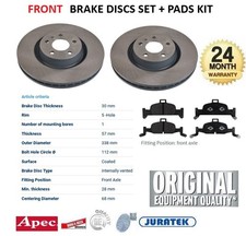 FRONT BRAKE DISCS and PADS for AUDI A5 Cabrio 2.0 45 TFSI quattro 2016-on