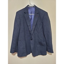 PJ Paul Jones Blazer Mens Medium Blue Linen Blend Sport Coat