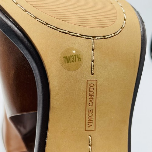 Vince Camuto Damen-Sandalen Größe 7 M braun Leder mit Absatz Riemchen Schnalle zehenfrei - Bild 11 von 12