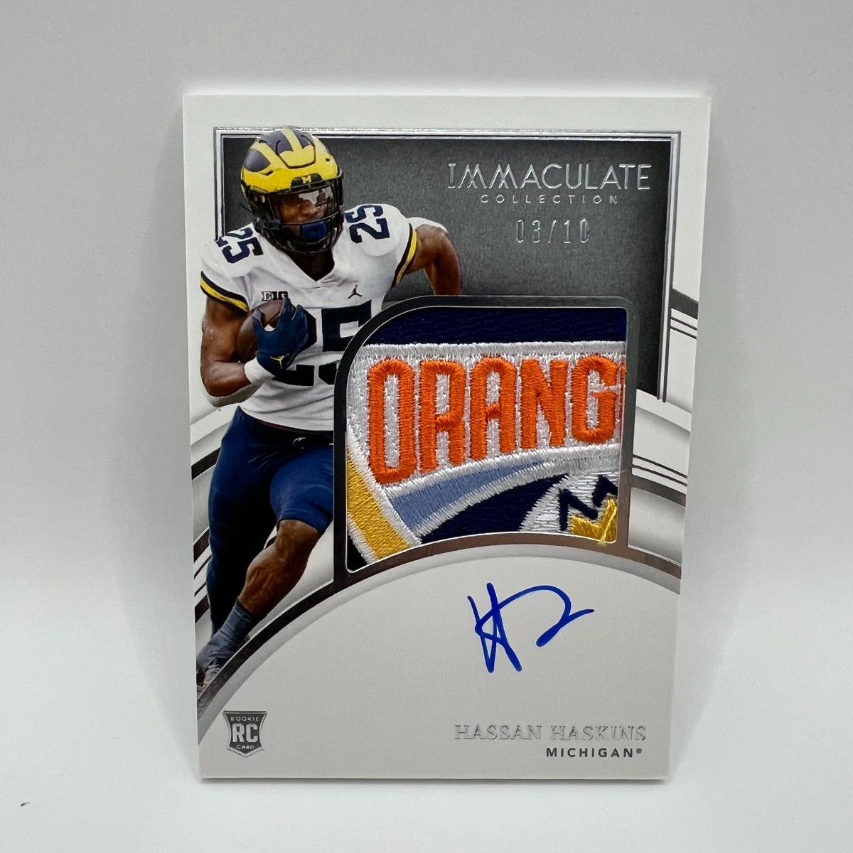 2022 Panini Immaculate Collegiate Patch Autograph Bowl Logo Hasan