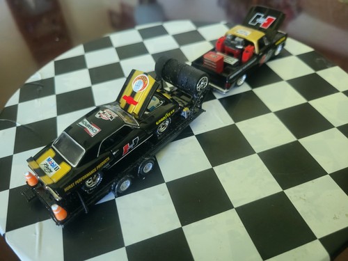 🔥 M2 Customized Hurst Set Of 73 Chevy Cheyenne Super & 69 Camaro On A Trailer - Picture 11 of 15