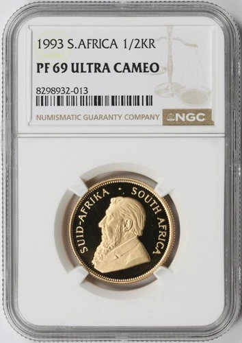 1993 South Africa Proof Gold 1/2 Krugerrand NGC PF69UCAM