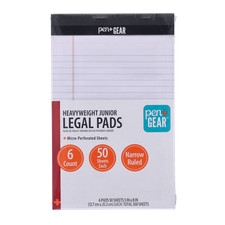 6 Pack Narrow Ruled Junior Legal Pads 5"x8", White 50 Sheet Notepads