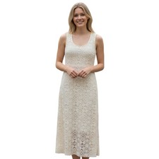 Women  s Medium White Lace Maxi Dress Bridal Wedding Shower Beach Casual Wedding