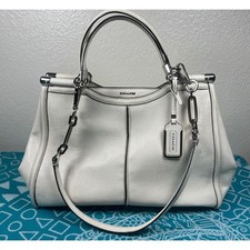 COACH Madison Parchment White Leather Satchel Bag Purse Handbag Textured