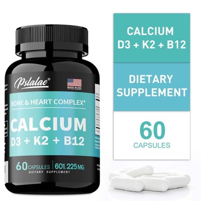 Calcium 60pcs - Strong Bones, Joint Health, Immune Support-w/Vitamin D3, K2, B12