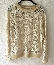 H&M Trend Pullover aus Spitze Creme Gr. 36 Ba...