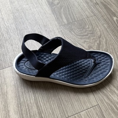 Crocs Women s LiteRite Flip Flop Sandals Elastic Back Thong Navy Blue Size 11