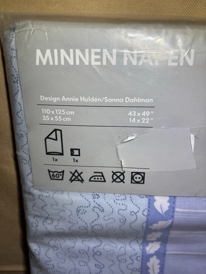 Funda nórdica edredón y funda de almohada azul gris hoja rayas Ikea Minnen Napen Foto 2 de 4