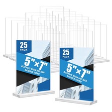 Acrylic Sign Holder 5x7, 25 Pack Clear Double Sided Table Menu Vertical Displ...