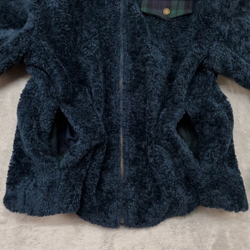 Pendleton Jacket Womens Medium Sherpa Fleece Blackwatch Plaid Trim Cozy Warm - Picture 5 of 16