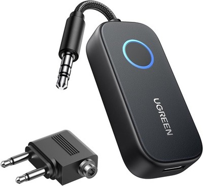 UGREEN aptX Flugzeug Bluetooth 5.3 Sender mit Extra Dual 3.5 mm AUX Adapter,